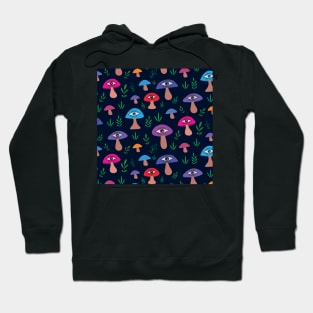 Trippy psychedelic  surreal mushroom pattern with eyes and leaves Hoodie